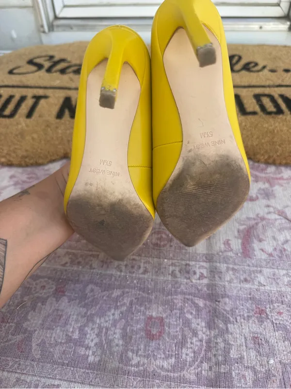 Nine West Bright Yellow Pointed-Toe Pumps - Image 5