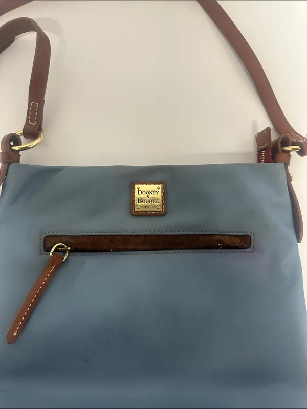 Dooney & Bourke Blue Crossbody with Brown Leather Trim - Image 2