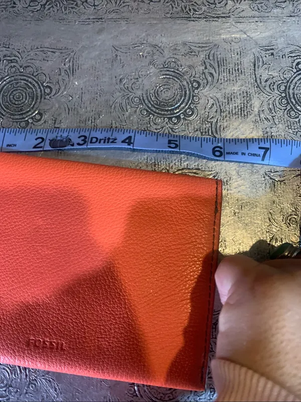 Fossil Orange and Brown Wallet Change Purse - Image 3