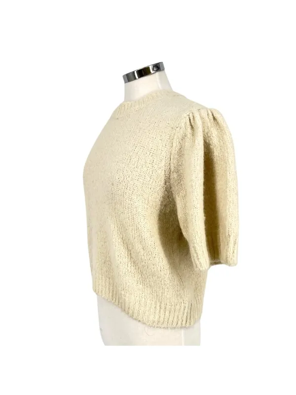 Vero Moda Puff Sleeve Cream Sweater Size Large Light Academia Cottagecore - Image 5
