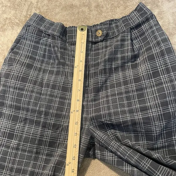 Cotton:On Pants Womens 4 Plaid Flat Front Tapered Trousers Academia Gray Black - Image 5