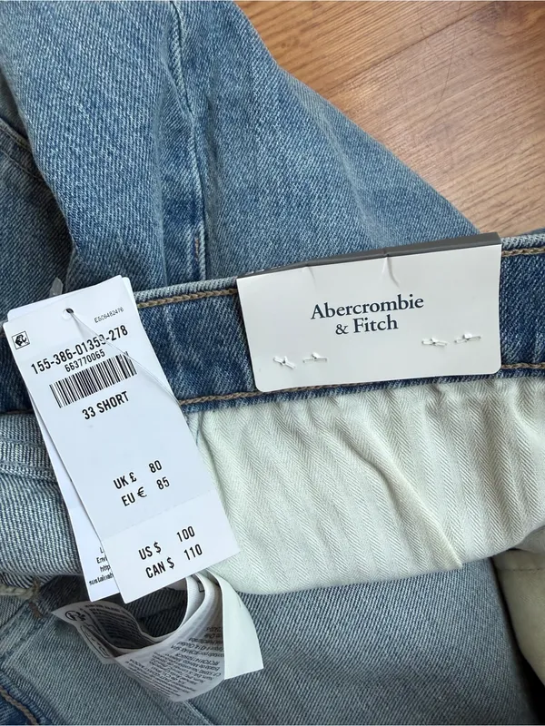 Abercrombie & Fitch 90’s Relaxed Straight-Leg Jeans Patchwork Jeans Size 33 - Image 8
