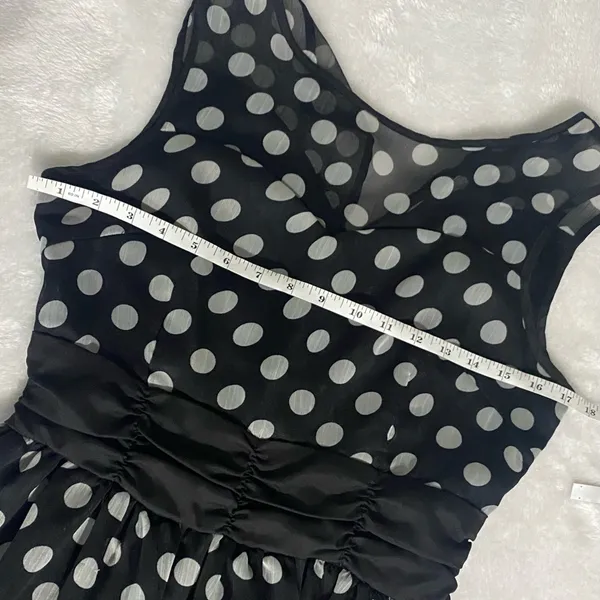Lindy Bop Vintage Style Polka Dot Illusion Mesh Midi Swing Dress Black White - Image 8