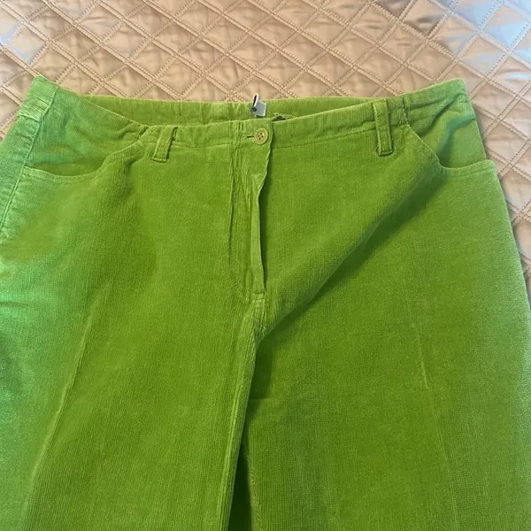 Marina Rinaldi size 17 (US 10) green corduroy pants but flare cute euc - Image 3