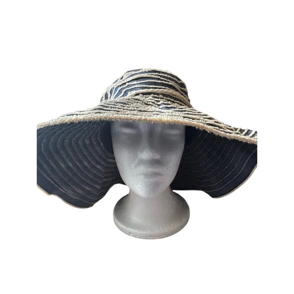 Blue cotton sun hat Beachy pool travel foldable comfortable summer - Image 3