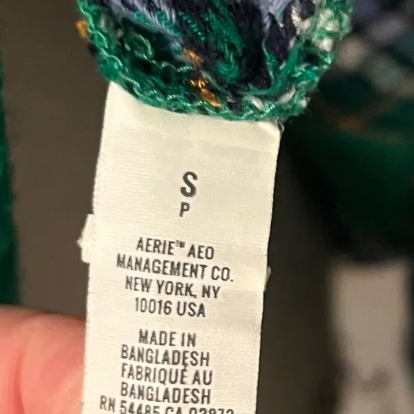 Aerie • Green Plaid Flannel Button Down Sleep Shirt - Image 3