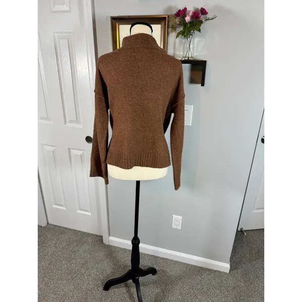 New Abound Womens Brown Marled V-Neck Polo Collar Sweater Medium - Image 2