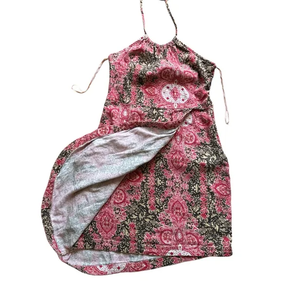 Free‎ People Red and Black Pleated Linen Blend Sundress - Image 3