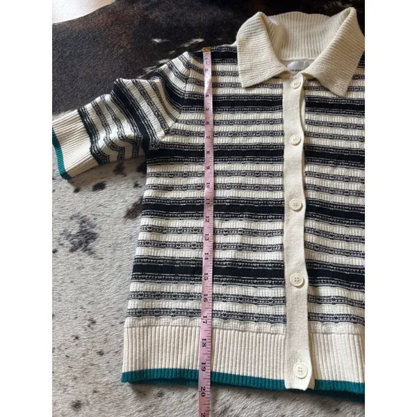 MAEVE NEW Anthropologie Collared Cropped Cardigan Sweater Cottage Knit‎ Size S - Image 9