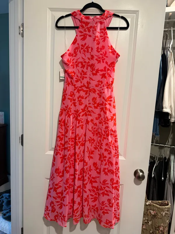 Spring Wedding Guest Pink Floral Dress Size 8 - Image 2