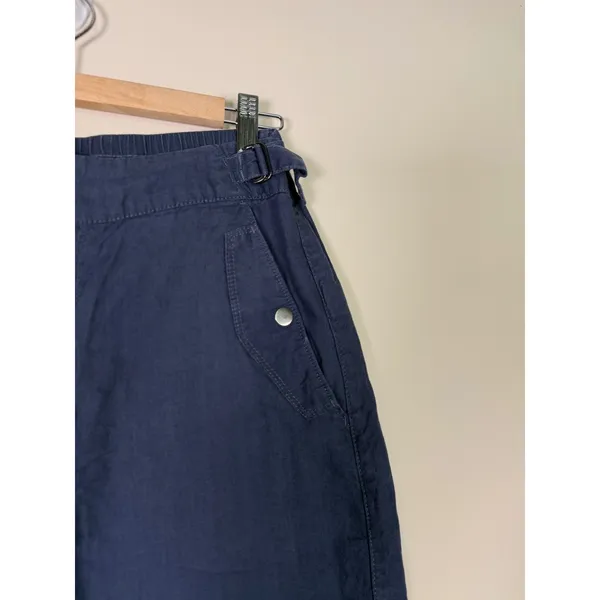Athleta Cabo Linen Shorts Navy Blue 586829-02 Womens Size 8 Elastic‎ Side Buckle - Image 5