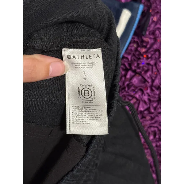 Athleta Black Linen Retreat Pants Minimalist Athleisure Lagenlook Primitive - Image 7