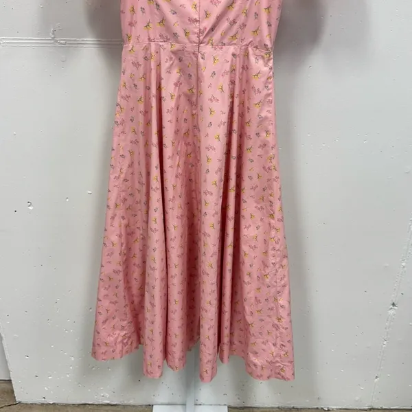 House of CB Pink Floral Puff Sleeve Midi Dress Front Slit Cottagecore Medium - Image 8