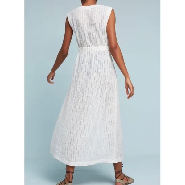 Anthropologie LILKA Eyelet White Cloud Swim Cover Up Maxi Dress Duster Medium - Image 9