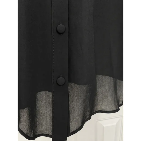 Zara Black Ruffle Button Front Sheer Mini Dress Medium with Camisole Slip - Image 4