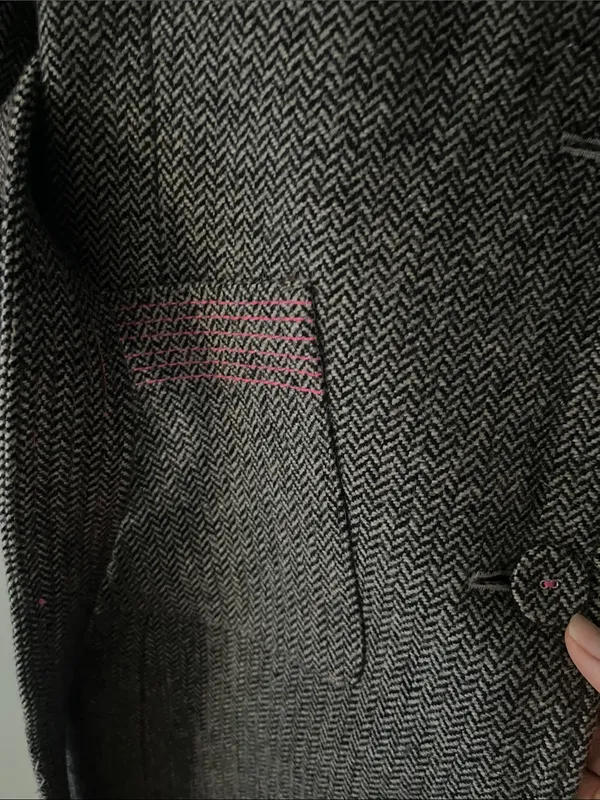 GUESS Gray Tweed Trench Coat with Pink Trim - Image 4