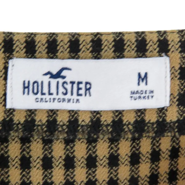 Hollister Ultra High-Rise Gingham Plaid Belted Mini Skirt Tan Black Medium - Image 5