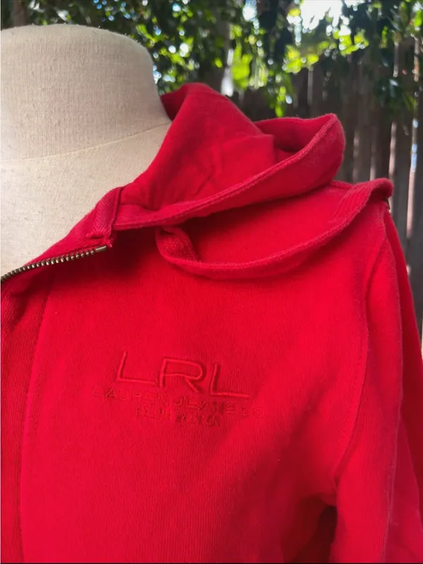 Ralph Lauren Jeans Co. Red Zip Up Hoodie Streetwear preppy activewear outdoor L - Image 2