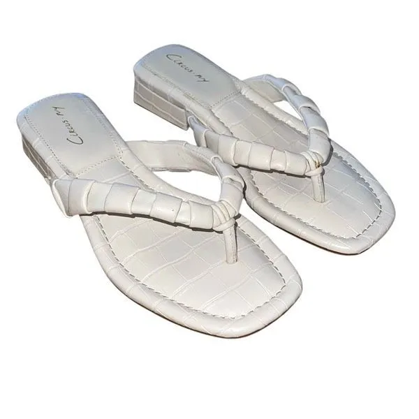 Circus NY By Sam Edelman Womens Croc Embossed Jacinda Flipflop Sandal Ivory Sz 7 - Image 2
