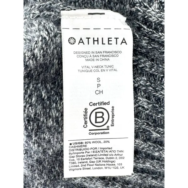 Athleta Vital V-Neck Sweater Gray Wool Cashmere Blend Marl Size Small - Image 7