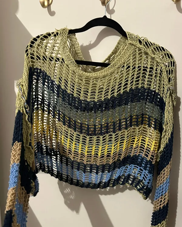 The Cutest Boho Crochet Top Green Size 8 - Image 3