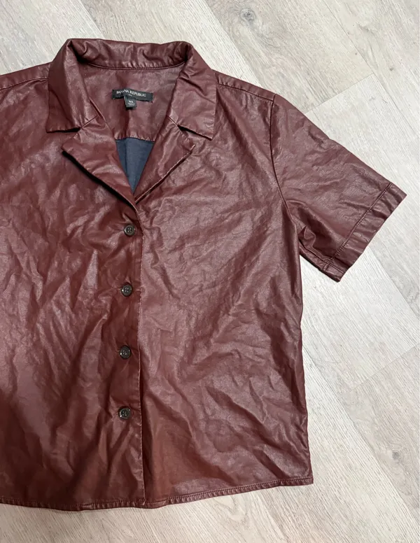 Banana Republic faux leather button up shirt - Image 2