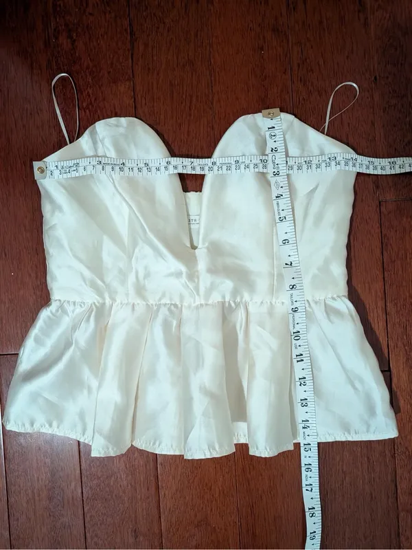 12th Tribe Ivory Satin Peplum Corset Cami Top - Image 5