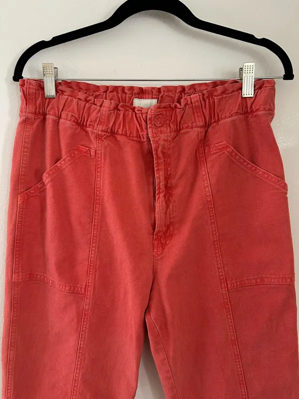 Mother The Springy Ankle Elastic Waist Jeans in a hot coral pink size 33 - Image 4