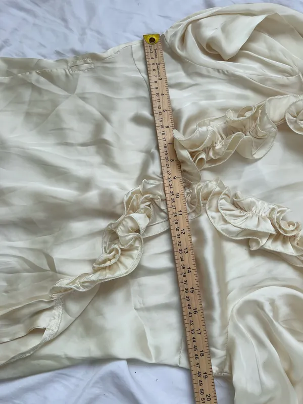 3sixteen silk Cream vintage Ruffle Wrap-Style Blouse size L - Image 9