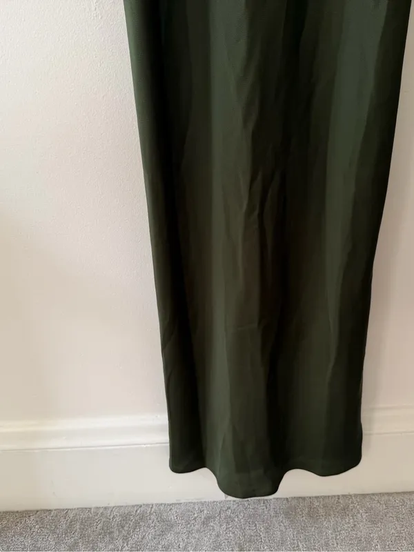 NWT Park & Fifth Albright Dress in Dark Olive Satin Size Small Bridesmaid Maxi - Image 5