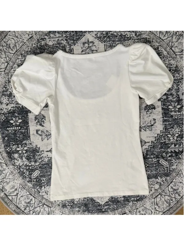 Aritzia Wilfred white puff sleeve top - Size XXS - Image 3