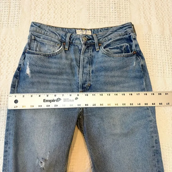 We the Free People 27 tapered cropped distressed button fly jean J2 2728 - Image 7
