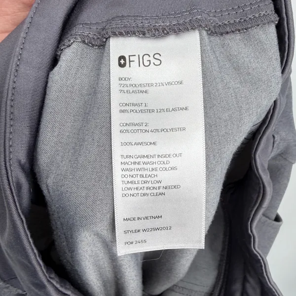 Figs Technical Collection W22SW2012 Grey Scrub Jogger Pants Small - Image 3