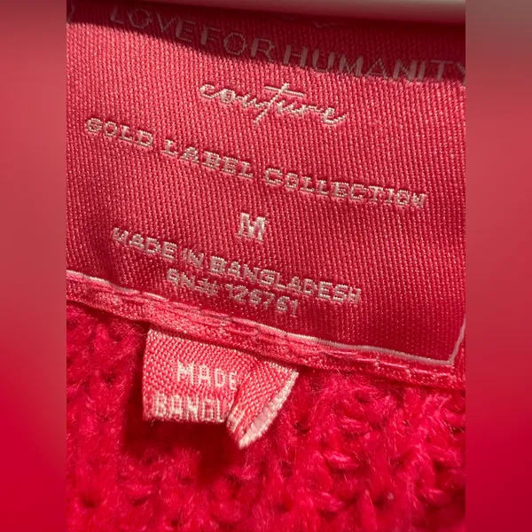 Love‎ For Humanity Bright Pink Half Zip Knit Sweater Size M - Image 7