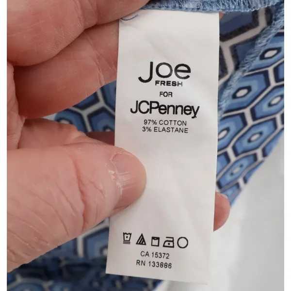 Joe Fresh Geometric Halter Dress Size 2 Pockets Blue Retro Mod Preppy Vacation‎ Summer - Image 5