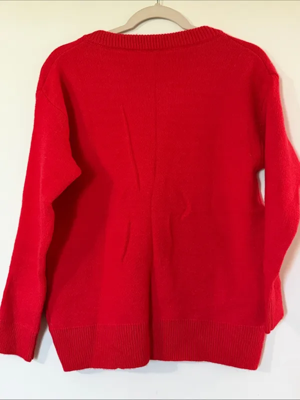 Classic Red Bow-Tie Front Cardigan Sweater - Image 5