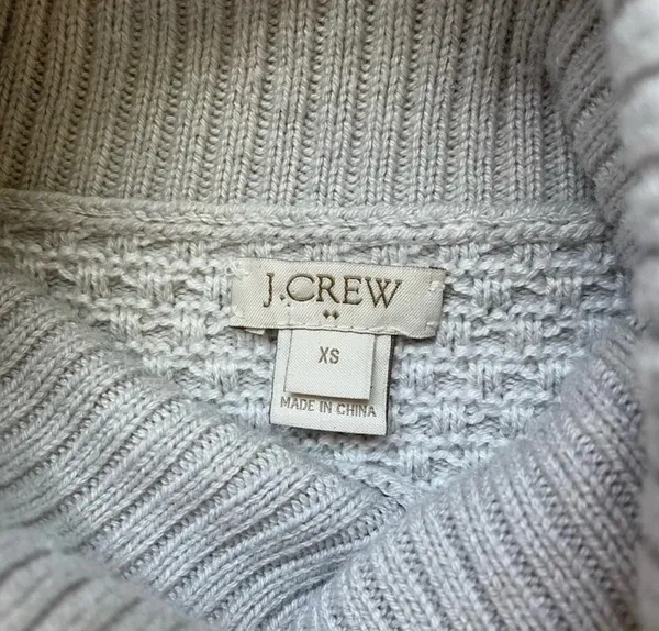 J. Crew Factory Turtleneck Sweater Beige Gray & White Tight Knit - Image 7