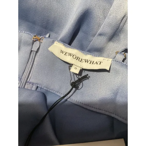 WeWoreWhat Cowl MIDI Sleeveless Satin Charmeuse Slate Blue Dress 0 - Image 10