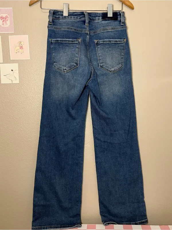 Risen jeans LA wide leg barrel high waisted blue jeans shaping hourglass casual - Image 4