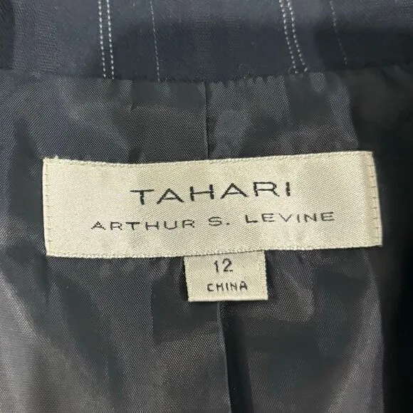 Tahari ASL Arthur S‎ Levine Navy Pinstripe Blazer Women 12 Office Workwear - Image 4