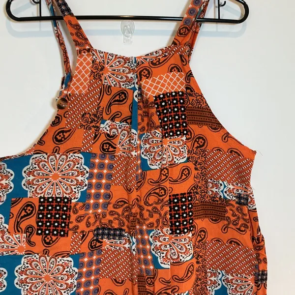 Vtg Patchwork Paisley Wide‎ Leg Overalls Jumpsuit Boho Festival Cottagecore S/M - Image 5
