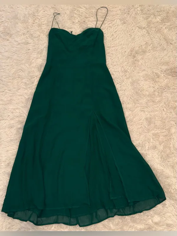 NEW Reformation Juliette emerald green midi Dress sz 10 - Image 10