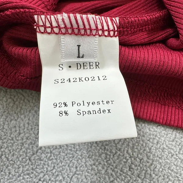NWT S.DEER Ribbed Top Womens L Red Long Sleeve Henley Top Snap Button V Neck - Image 6