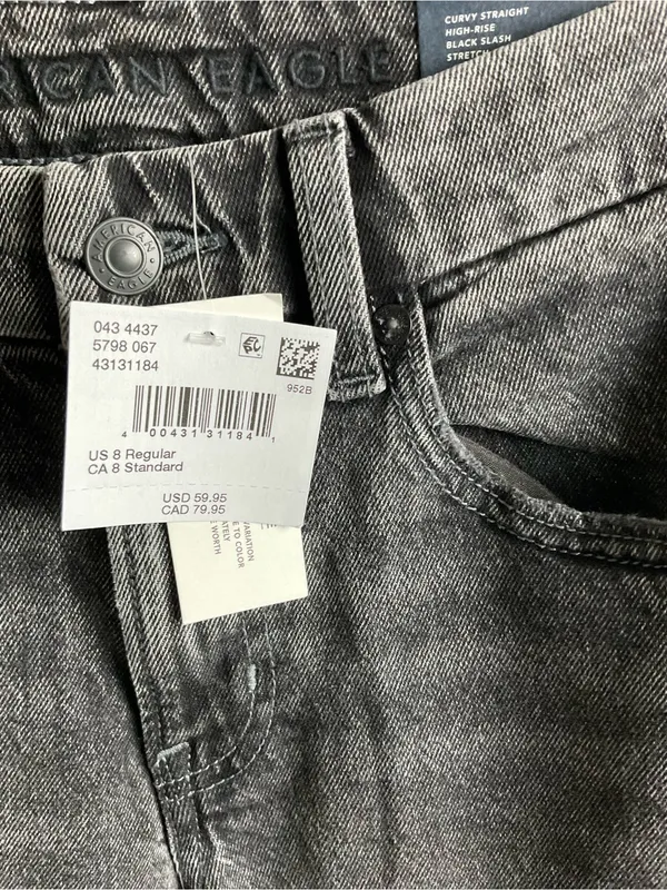 American Eagle Outfitters Straight High-Rise Jeans in Charcoal Black - Image 5