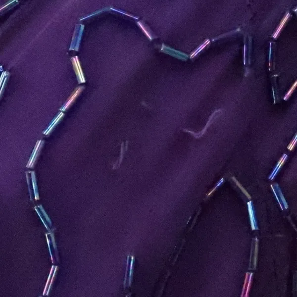 Vintage 80s Beaded Silk Gown Womens Size S Purple Sequin Formal Wedding FLAWS - Image 6