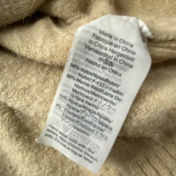 J Crew Sweater Womens XL Tan Merino Wool Alpaca V Neck Long Sleeve Super Soft - Image 5