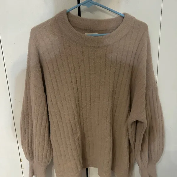 Aerie Soft Brown Ribbed Crew Neck Sweater - Image 2