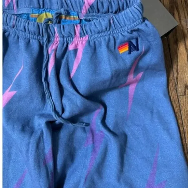 Aviator Nation Blue, Pink, & Purple Bolt Repeat Sweatpants‎ M - Image 4