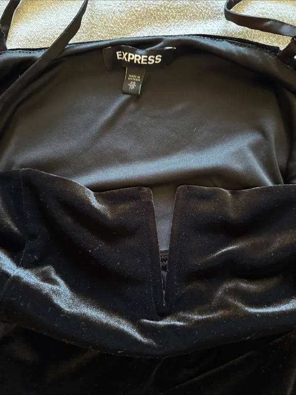 Express Black Velvet Peplum Camisole with Notch Neck - Image 2