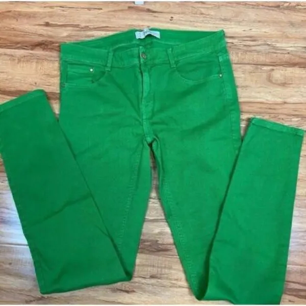NEW Zara Denim Skinny Jeans Green Size 2 Mid Rise Slim - Image 3